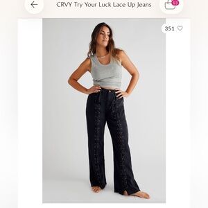 Free People CRVY Try Your Luck Lace Up Jeans